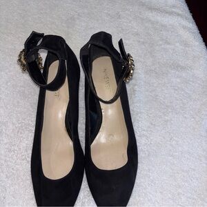Nine West Black Heels with Gold Buckle